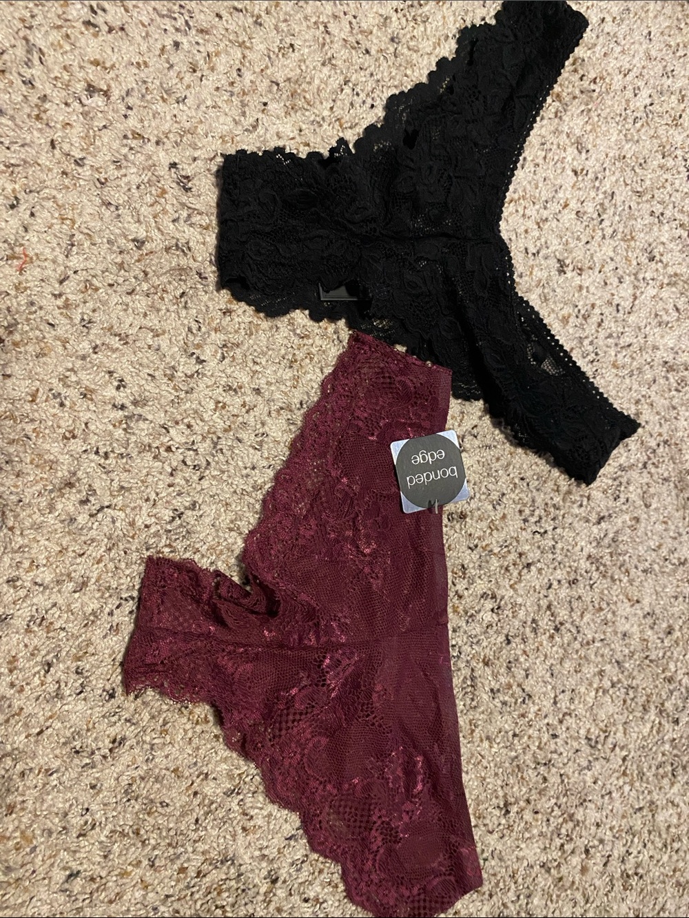 Frederick's of Hollywood Black & Burgundy Lace Hipster Panty Set